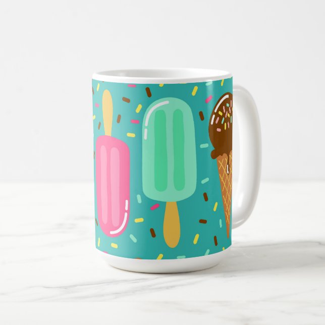 Buntes Eiscrememuster Sommer Kaffeetasse (VorderseiteRechts)