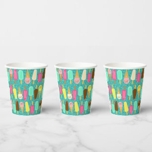 Buntes Eiscrememuster Sommer Pappbecher