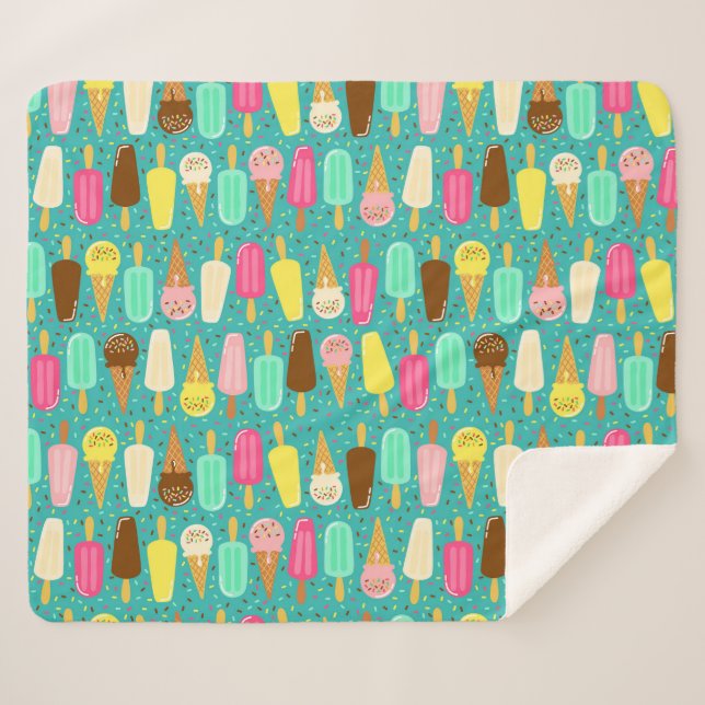 Buntes Eiscrememuster Sommer Sherpadecke (Vorderseite (Horizontal))