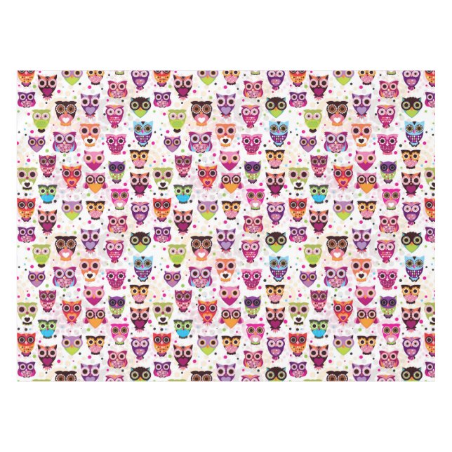 Buntes Eulen-Muster für Kinder 2 Tischdecke (Vorderseite (Horizontal))