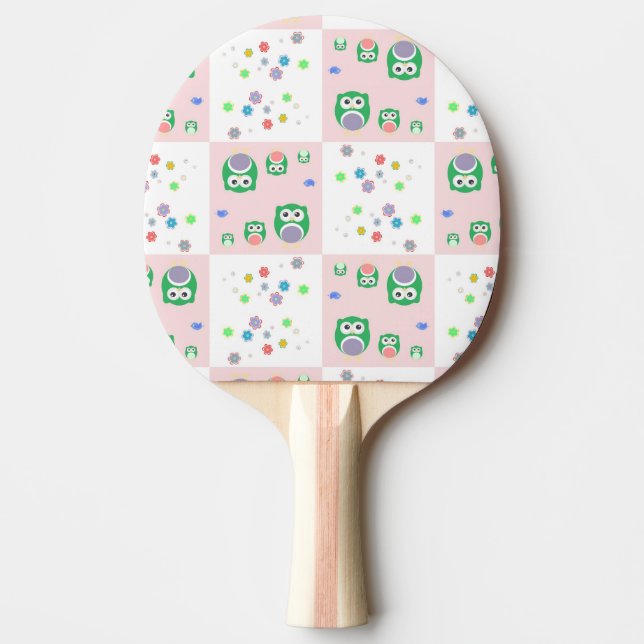 Buntes Eulen-Muster für Kinder Tischtennis Schläger (Vorderseite)