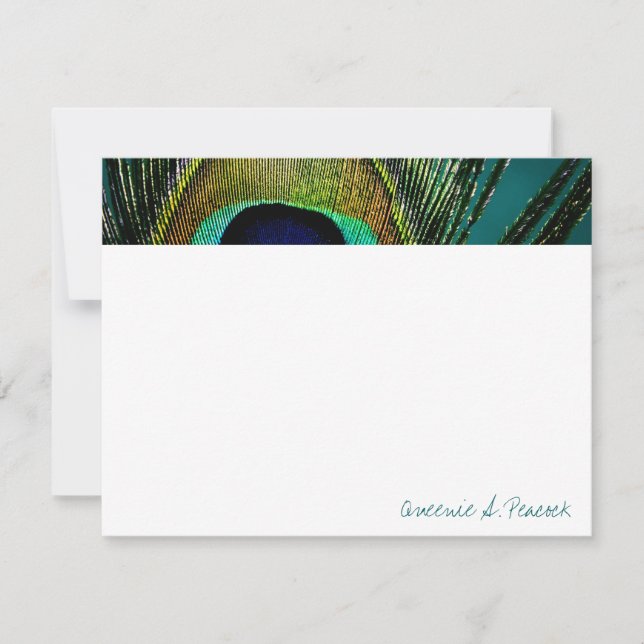 Buntes exotisches Pfau-Feder-Fotoeleganter Chic Dankeskarte (Vorderseite)