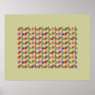buntes Fahrradmuster Poster