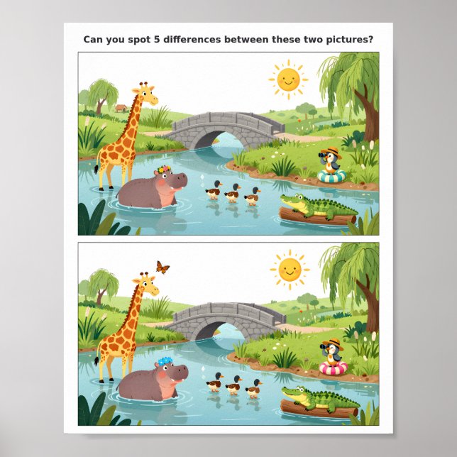 Buntes Finde-die-Unterschiede-Puzzle-Poster  Poster (Vorne)