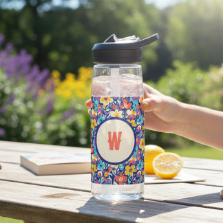 Buntes florales Monogramm – Helles sportliches Ges Trinkflasche