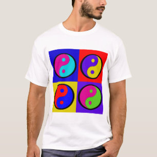 Buntes Four Yin Yang Pop Art T-Shirt