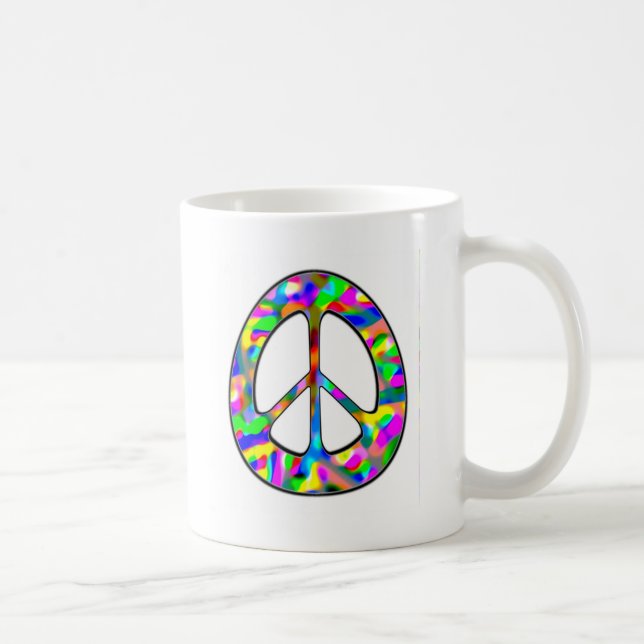 buntes Friedenszeichen Kaffeetasse (Rechts)