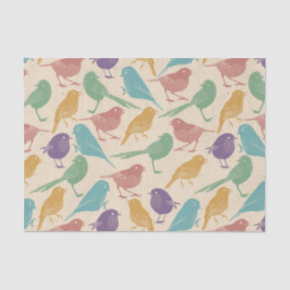 Buntes Frühlings-Vogel-Muster Seidenpapier