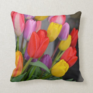 Buntes Frühlingstulpe-Druckkissen Kissen