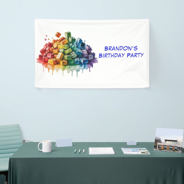 Buntes Gebäude blockiert Geburtstagsparty Banner (Messeveranstaltung)