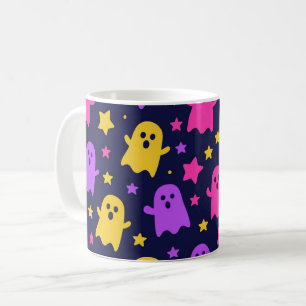 Buntes Geister-Muster Halloween Kaffeetasse