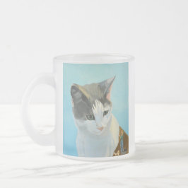 Buntes gemaltes Katzenporträt Mattglastasse