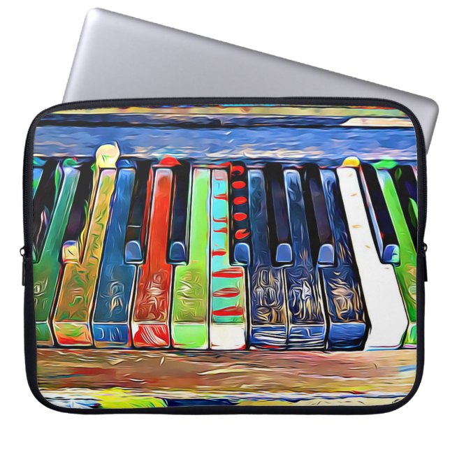 Buntes gemaltes Klavier befestigt künstlerische Laptopschutzhülle (Vorderseite)