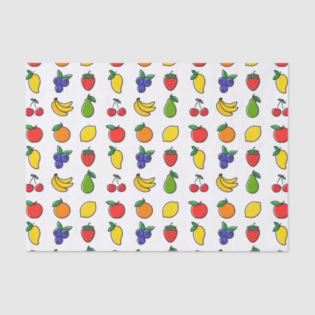 Buntes gemischtes Fruchtmuster Seidenpapier (Vorderseite)