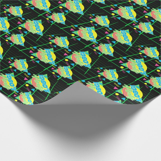Buntes geometrisches Achtzigerjahre 80er Geschenkpapier (Ecke)