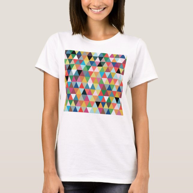 Buntes geometrisches Dreieck-gemusterter T - Shirt (Vorderseite)