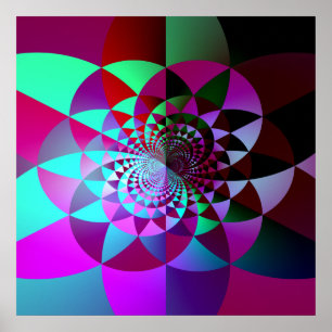 Buntes geometrisches Fraktal-abstraktes Plakat