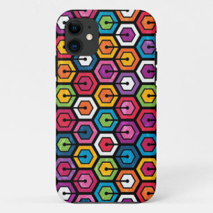 Buntes geometrisches Muster mit Hexagonen iPhone 11 Hülle