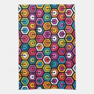 Buntes geometrisches Muster mit Hexagonen Handtuch