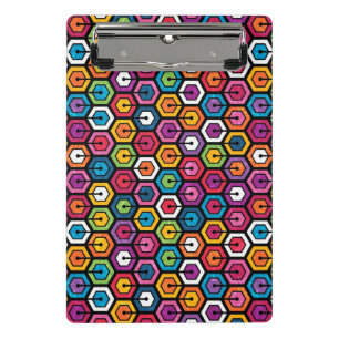 Buntes geometrisches Muster mit Hexagonen Mini Klemmbrett