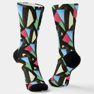 Buntes Glas Großes Muster Weihnachts-Crew-Socken Socken