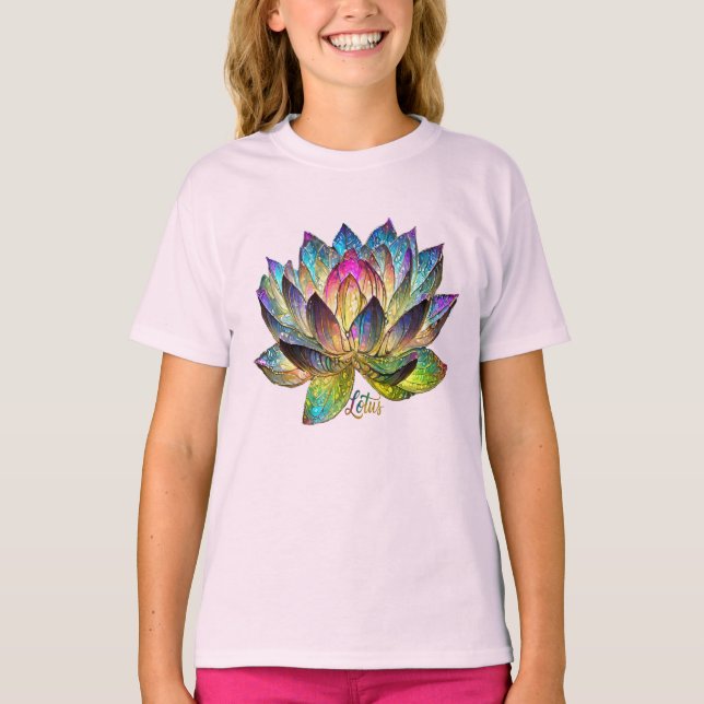 Buntes Glas-Lotusblume T-Shirt (Vorderseite)