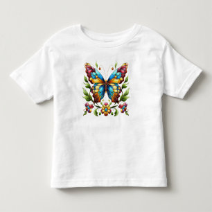 Buntes Glasschmetterling mit Blume Kleinkind T-shirt