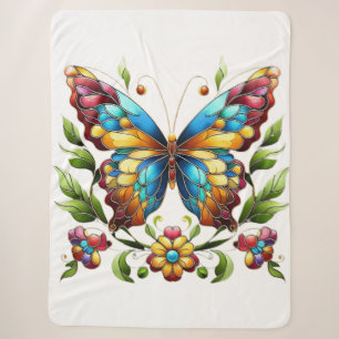 Buntes Glasschmetterling mit Blume Sherpadecke