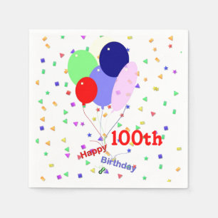 Buntes Glück 100. Geburtstagsballons Serviette