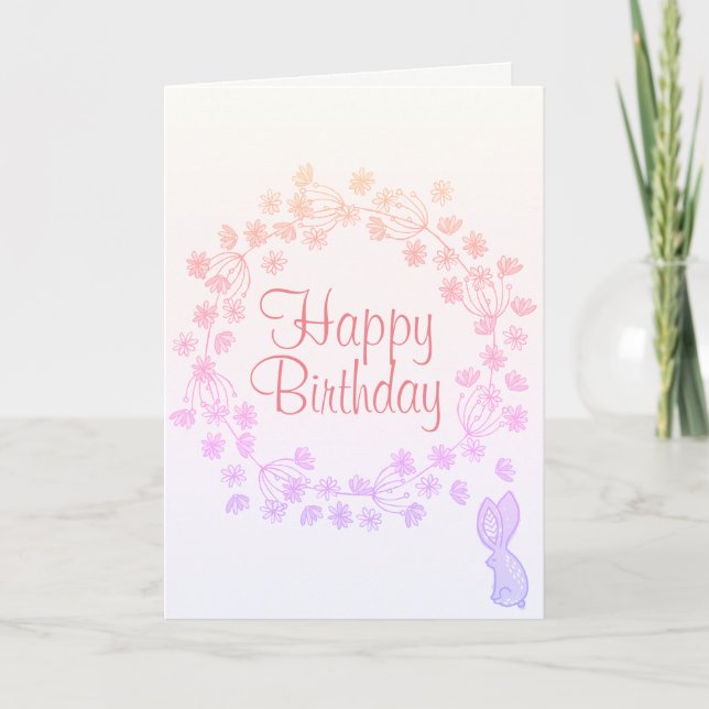 Buntes Glück Geburtstag Blumenstrauß Bunny Karte (Vorderseite)