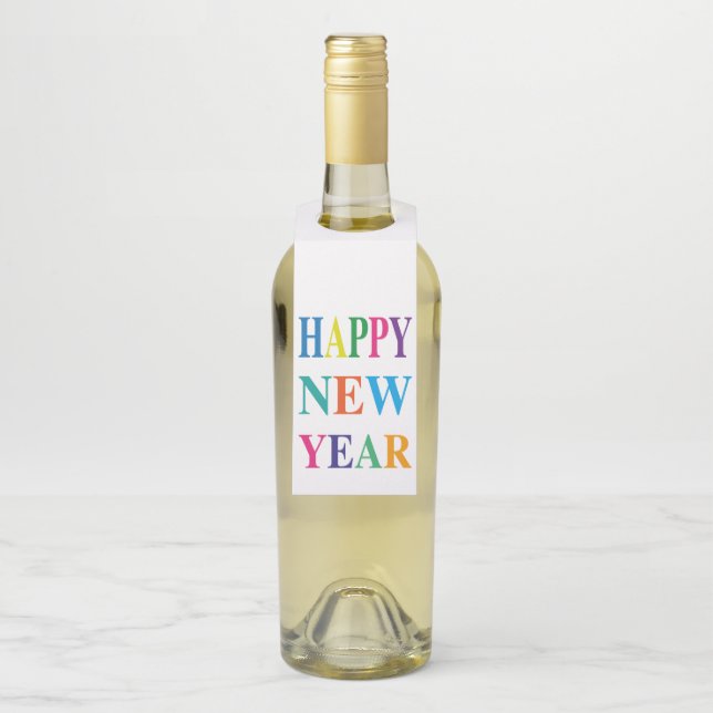Buntes Glück im neuen Jahr   Flaschenanhänger (Auf Flasche)