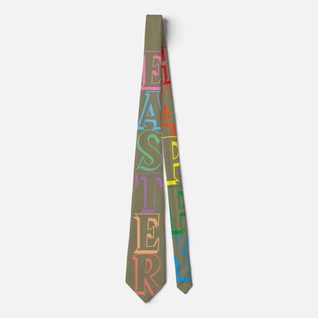Buntes Glück Ostern Gruß Text-Krawatte Krawatte (Vorderseite)