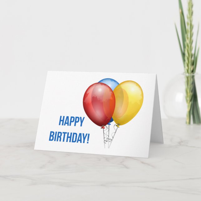 Buntes Glück zum Geburtstag Balloons Karte (Vorderseite)