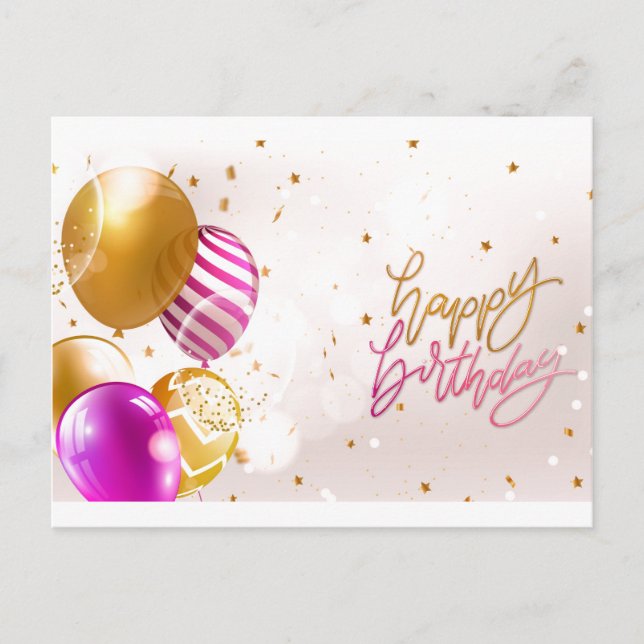 Buntes Glück zum Geburtstag Balloons Postkarte (Vorderseite)