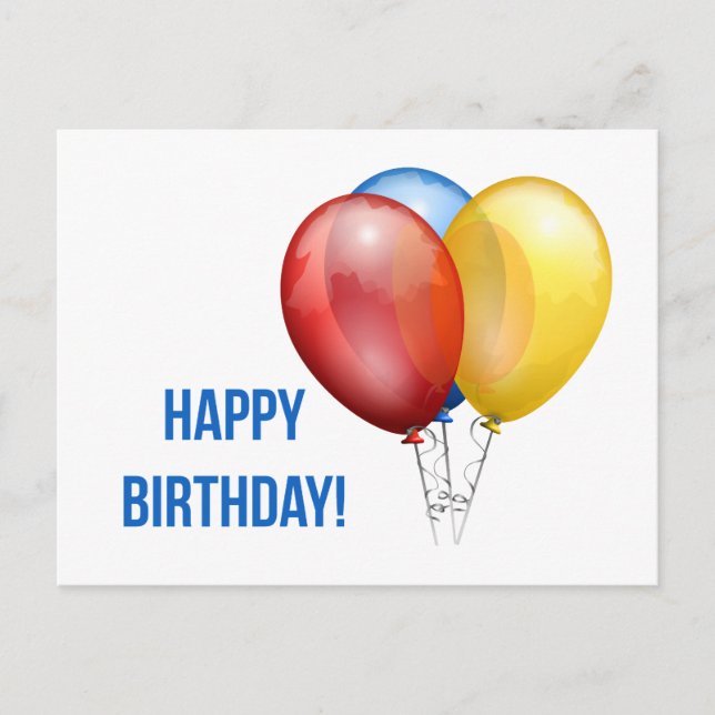 Buntes Glück zum Geburtstag Balloons Postkarte (Vorderseite)