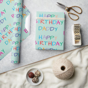 Buntes Glück zum Geburtstag Daddy - Spaß und kühne Geschenkpapier