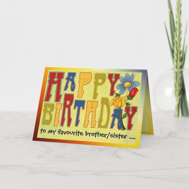 Buntes Glück zum Geburtstag Karte (Vorderseite)
