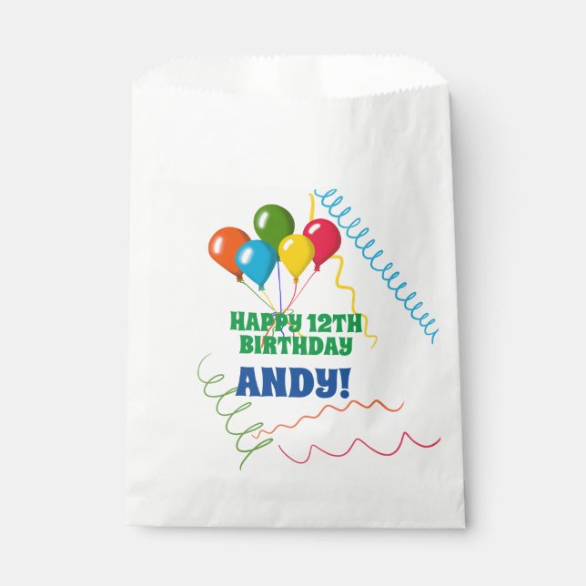 Buntes Glück zum Geburtstag mit Balloons Geschenktütchen (Vorderseite)