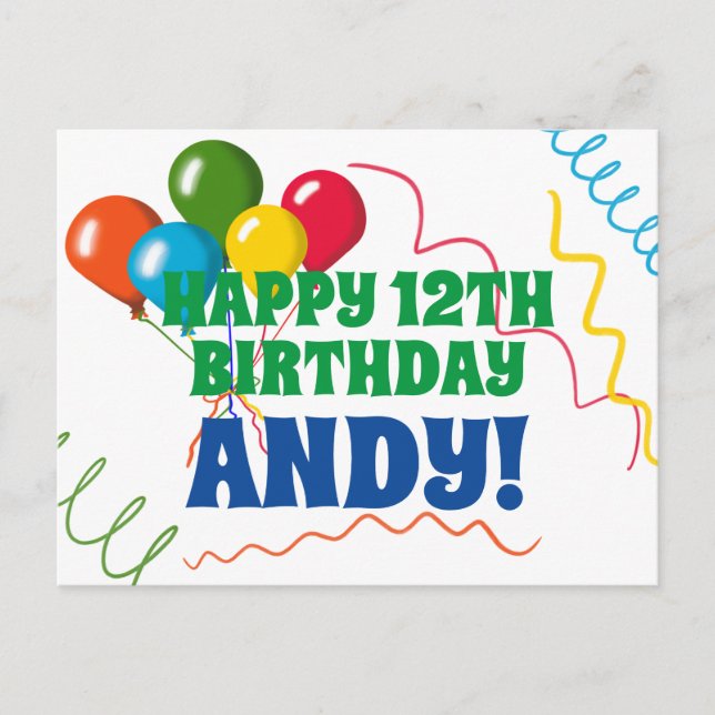 Buntes Glück zum Geburtstag mit Balloons Postkarte (Vorderseite)