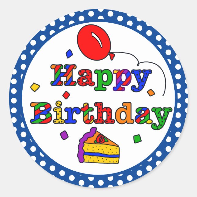 Buntes Glück zum Geburtstag Runder Aufkleber (Vorderseite)