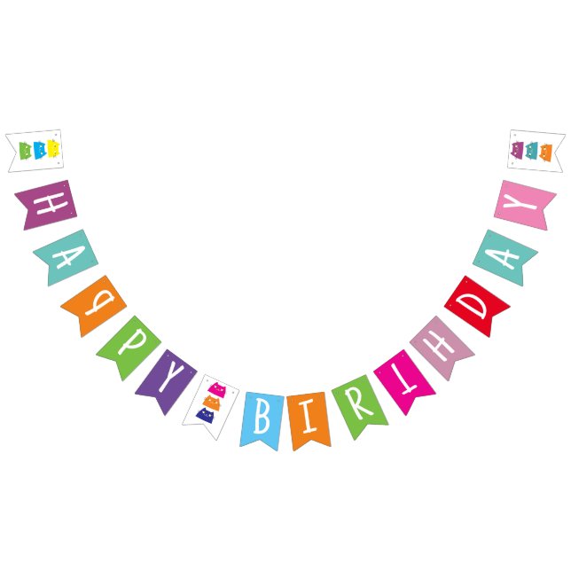 Buntes Glück zum Geburtstag Wimpelkette (Alle)