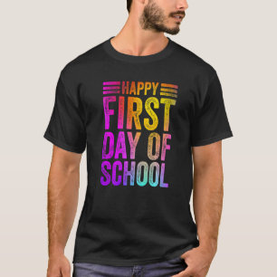 Buntes Glücklicher Erster Schultag Lehrer Schüler T-Shirt
