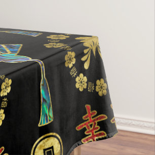 Buntes glückliches chinesisches Symbol-Muster Tischdecke