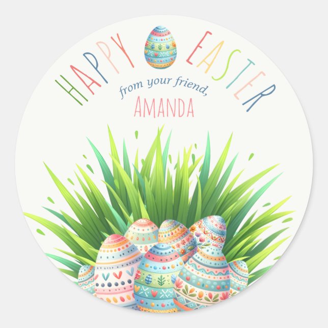 Buntes glückliches Ostern Runder Aufkleber (Vorderseite)