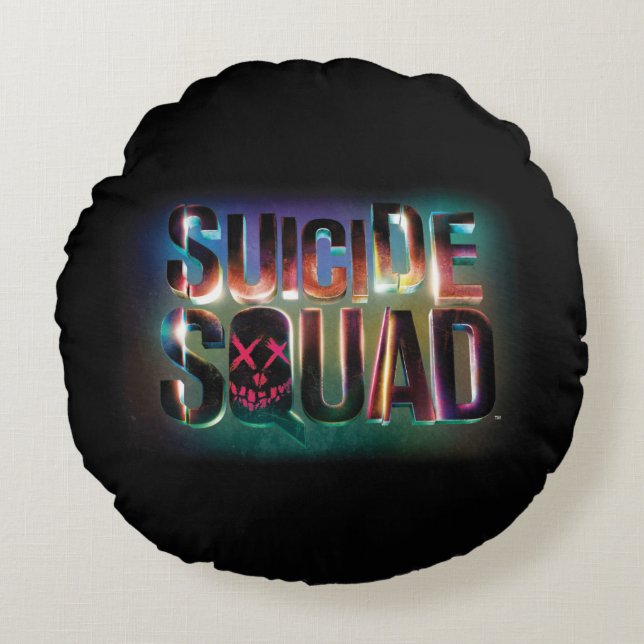 Buntes Glühen-Logo der Selbstmord-Gruppen-| Rundes Kissen (Vorderseite)