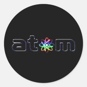 Buntes glühendes Atom - Aufkleber