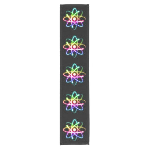 Buntes glühendes Atom-Muster Kurzer Tischläufer