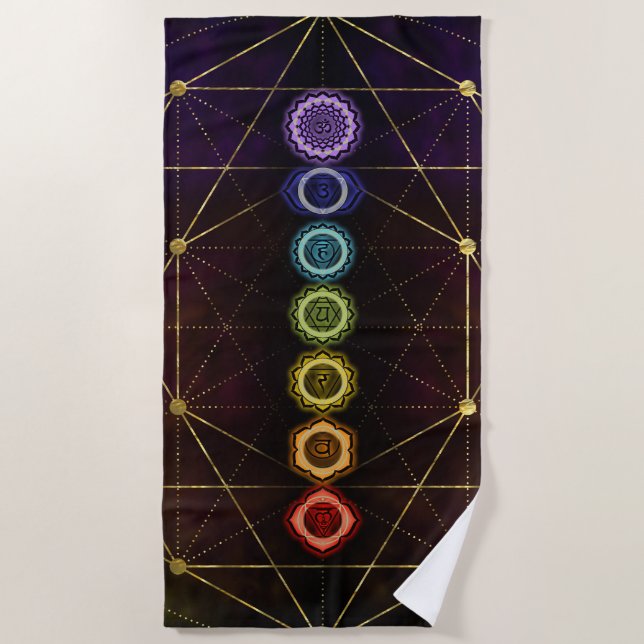 Buntes glühendes Chakras Strandtuch (Vorderseite)
