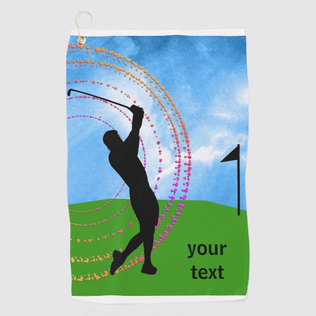 Buntes Golf-Schwingen Golfhandtuch (Vorderseite)