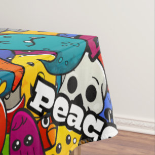 Buntes Graffiti-Charakter-Muster Tischdecke